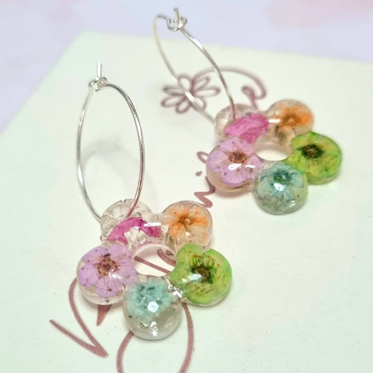 "DAISY" Bloom Pastel collection hoop earrings