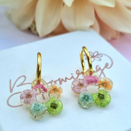 "DAISY" Bloom Pastel collection hoop earrings