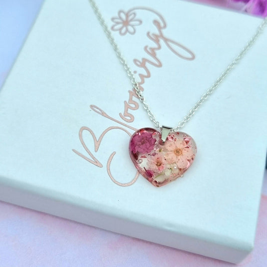 "TAYLOR" Pink Heart Flower Pendant