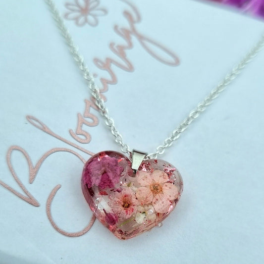 "TAYLOR" Pink Heart Flower Pendant