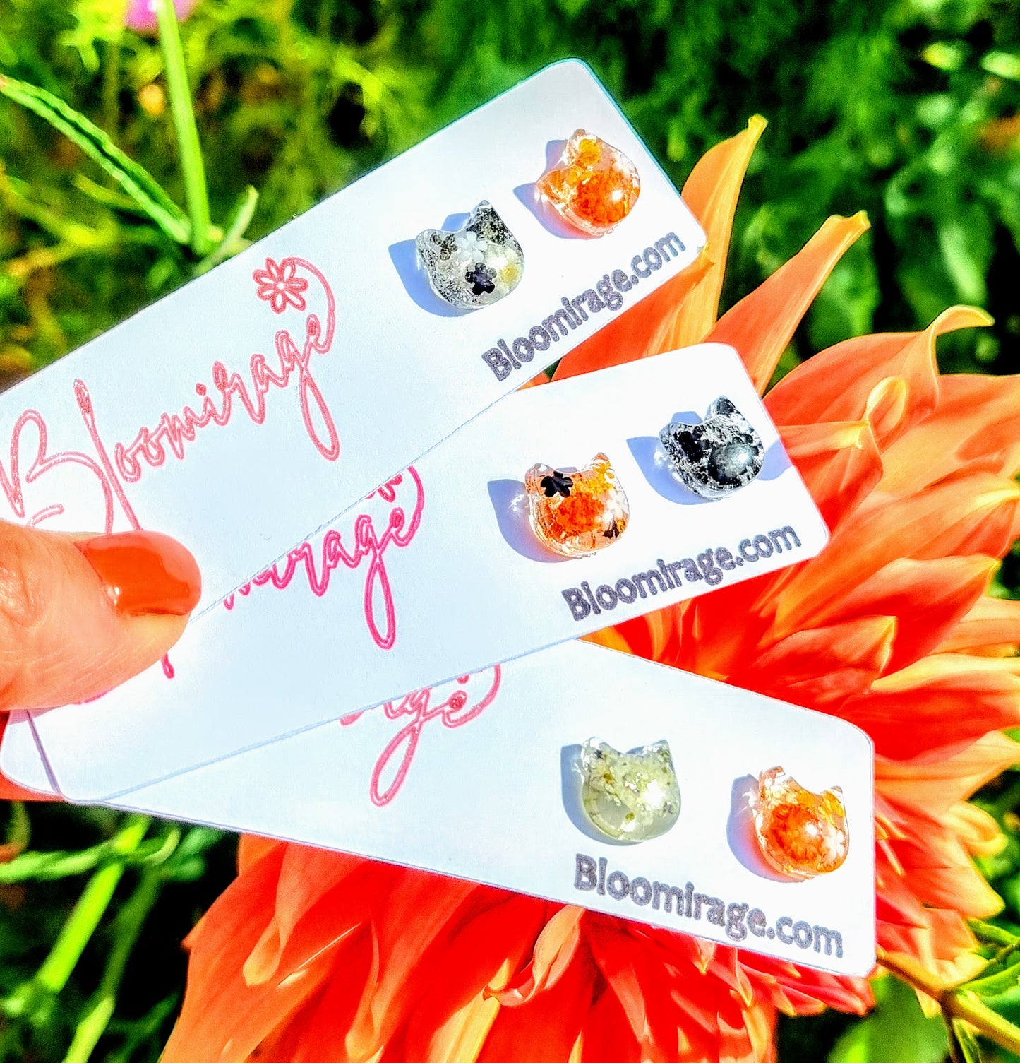 Cat Sisters Multi Colour flower stud earrings